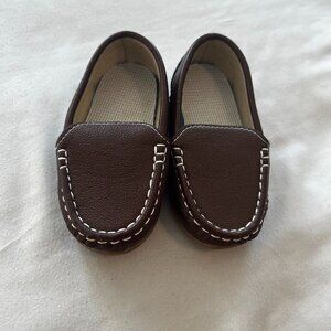 RVROVIC Kids Slip-On Loafers Oxford Leather Flats Toddler Little Kid Brown 6.5
